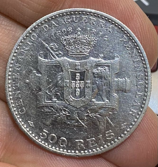 Moeda 1598 - D. MANUEL II - 500 Reis Guerra Peninsular 1910 Prata