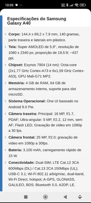 Samsung Galaxy A40 impecável