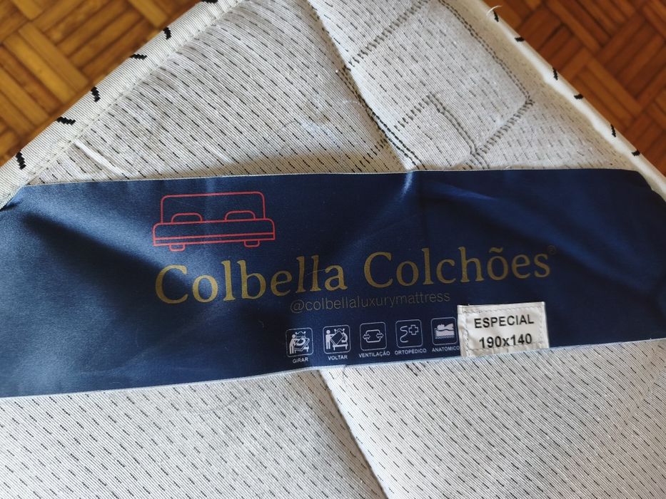 Conjunto de quarto 140x190 – Colchão Colbella + Estrado + 2 Mesas de Cabeceira (+ Cama Oferta)