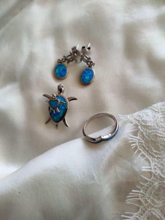 Niebieski opal srebro