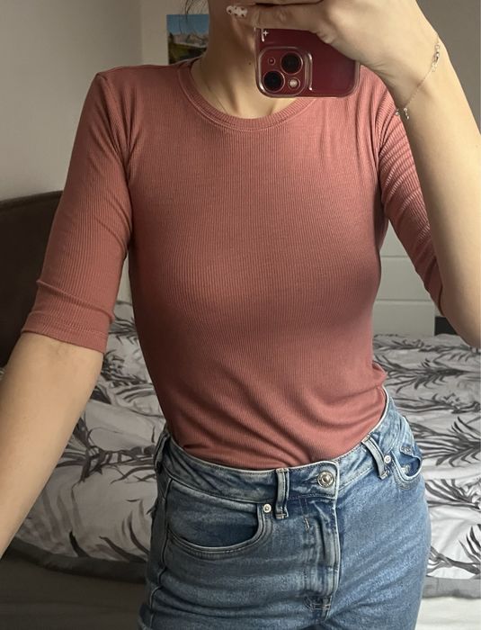 Sweterki łososiowy z rękawem 3/4 długość