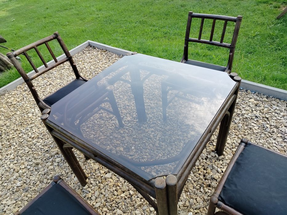 Zestaw mebli ogrodowych stół krzesła bambus rattan