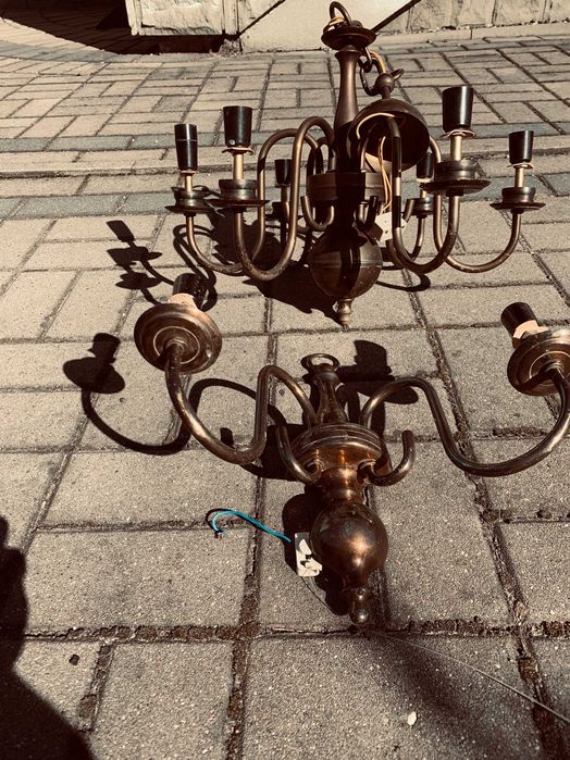 żyrandol lampa mosiężna i kinkiet