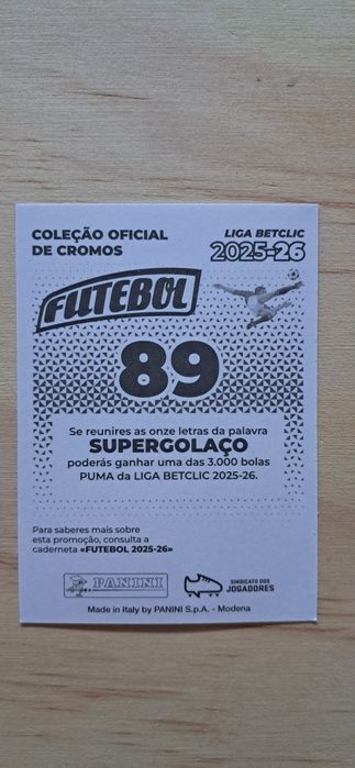 Cromo futebol de Prestianni(Liga Portuguesa)da Panini
