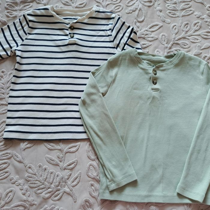 2 szt. longsleeve koszulki prążkowane H&M 110/116