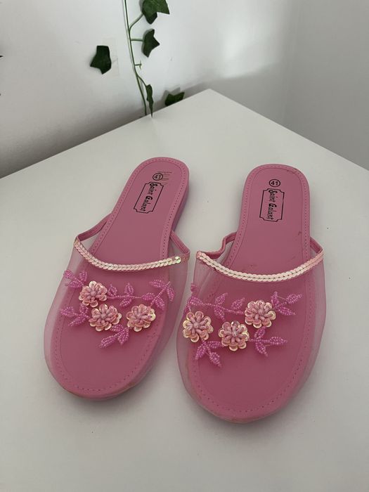pantofle kapcie różowe eleganckie damskie rozmiar 41