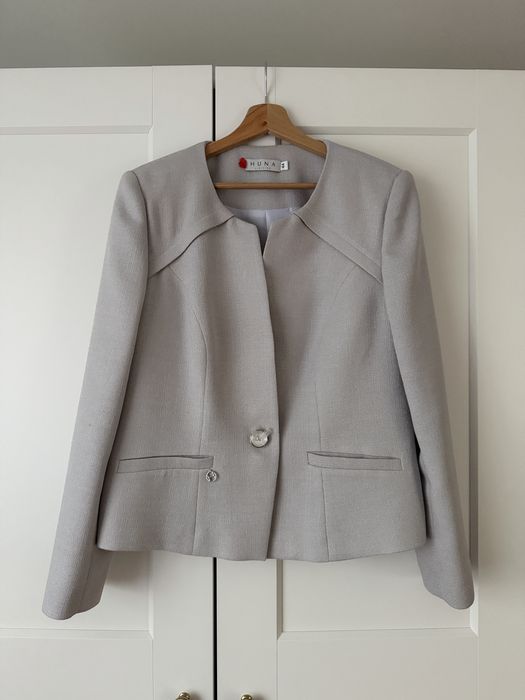 Szara marynarka elegancka zakiet polska produkcja Huna clothing