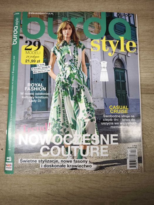 Burda Style 04/2026 Magazyn Wykroje Szycie Sukienki Plus Size okazja
