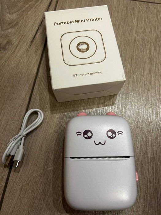 Дитячий портативний міні принтер Рожевий + 14 рулонів усього паперу