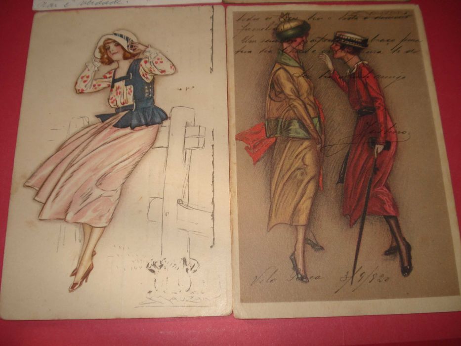 4 Postais Antigos Art Deco
