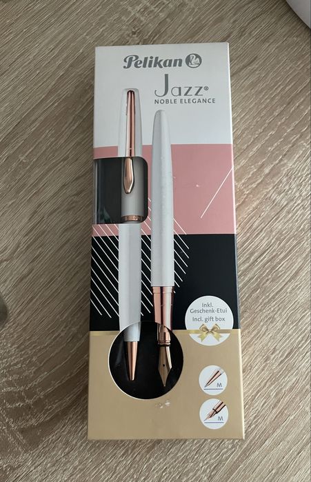 Zestaw Pióro wieczne Pelikan  Jazz+ długopis kolor perłowy