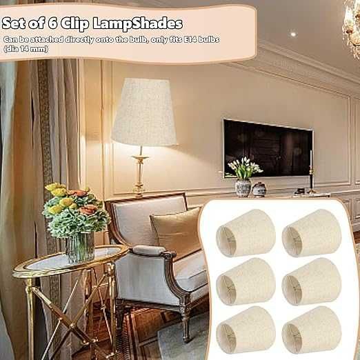 2 sztuki Klosz lniany do lampy 14x13 cm na klips E14 beżowy