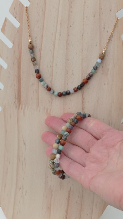 Naszyjnik i dwie bransoletki, komplet biżuteriij w stylu Boho dla pań