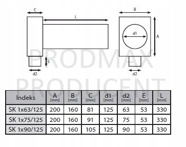 SKRZYNKA ROZPRĘŻNA 1x75/125 Rekuperacja Wentylacja Producent !!!