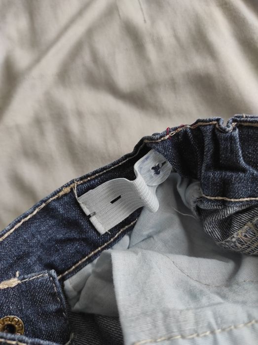 Spodnie spodenki jeansowe jeansy 98 mankiet kratka