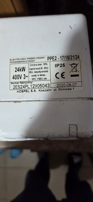 Podgrzewacz wody KOSPEL 17/18/21/24 Kw
10