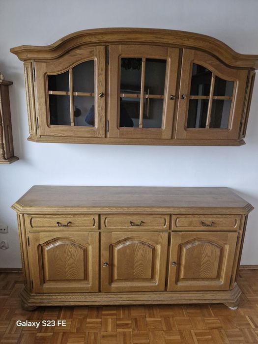Super okazja Dębowy kredens/ witryna z komodą