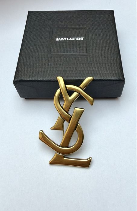 Broszka YSL stare złoto 6,3 cm
