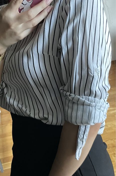 Biala koszula w paski damska