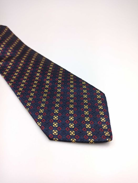 Charmant granatowy jedwabny krawat geometryczny mpi188