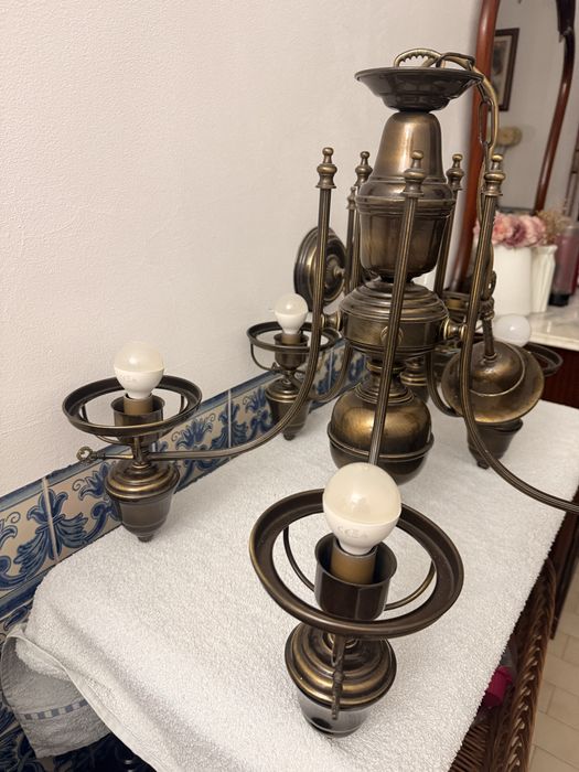 Conjunto de candeeiros teto + parede
