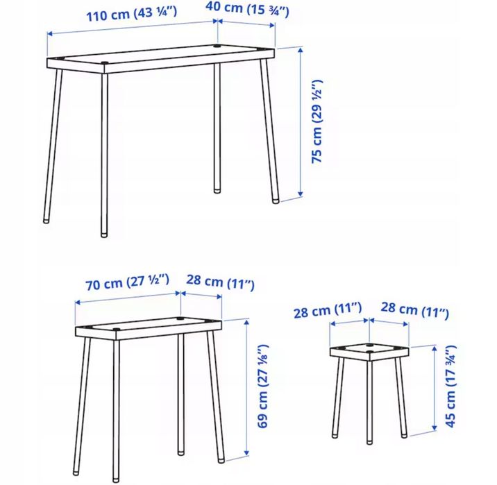 IKEA FRIDNAS Zestaw stolików/stołków 4 szt, czarny/imit.