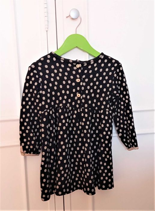Vestido preto com bolinhas beje Zara 2-3 anos (98 cm)