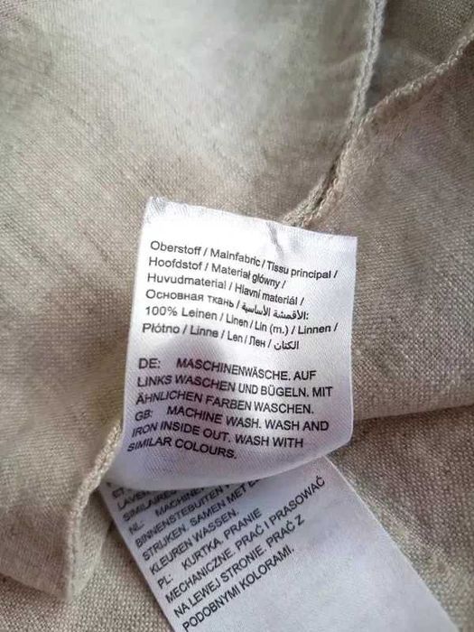 Ulla Popken lniana beżowa narzutka ze sznureczkiem kieszenie 46/48