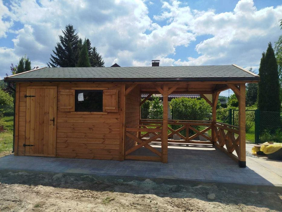 Domek narzędziowy z altanką 2w1 Kormoran 3x6 -Altany/Domki narzędziowe