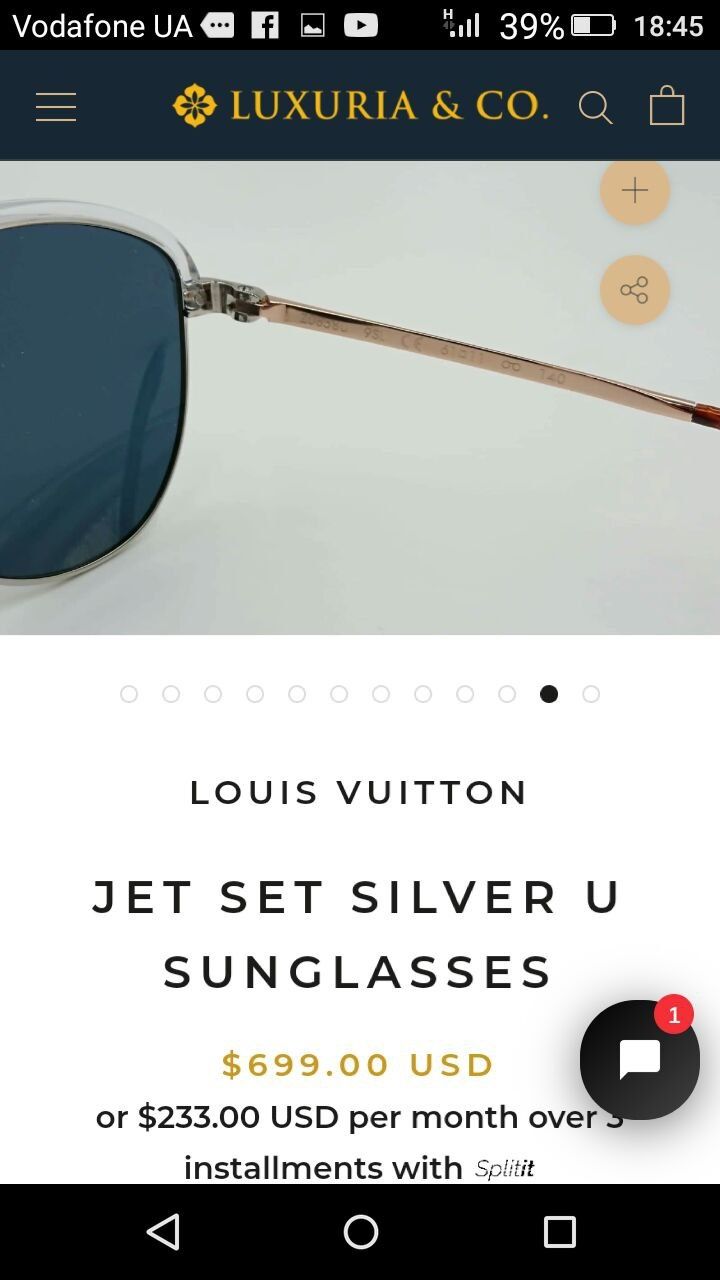 Louis Vuitton Women's Jet Set Silver U Sunglasses Z0858U