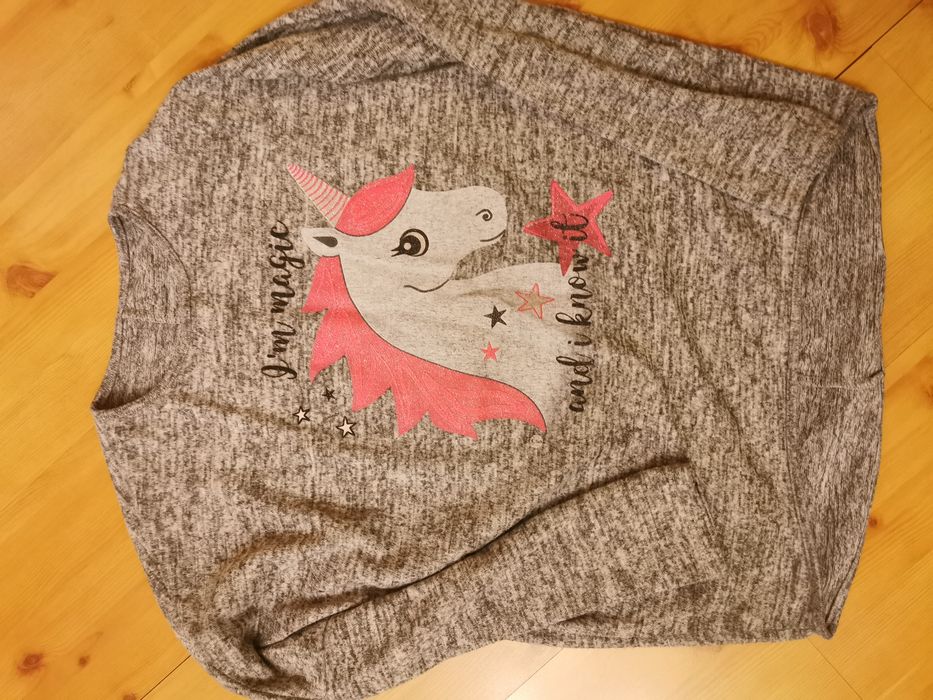 Bluzka unicorn szara oversize 164