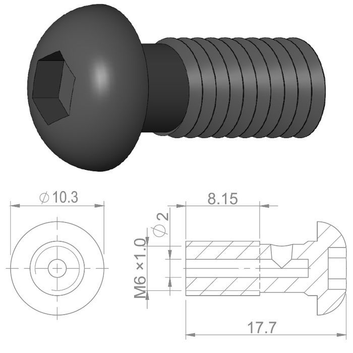 Śruba banjo HBP31 Stal M6x1.0x18mm