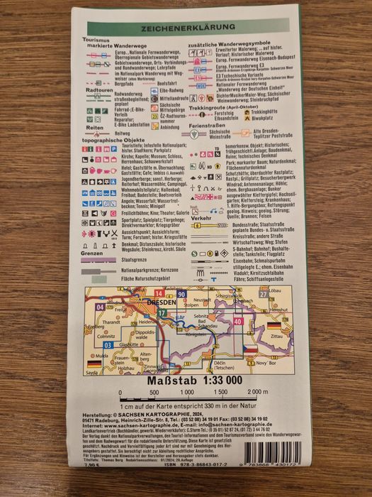 Mapa Szwajcaria Czeska i Saxońska, język niemiecki