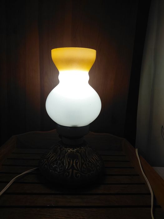 Lampka lampa nocna stołowa oprawa Mirostowice PRL retro vintage+Gratis