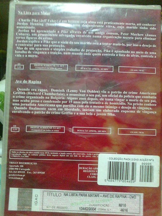 filmes DVD em 1 aves de rapina e na lista para  matar- selado fabrica