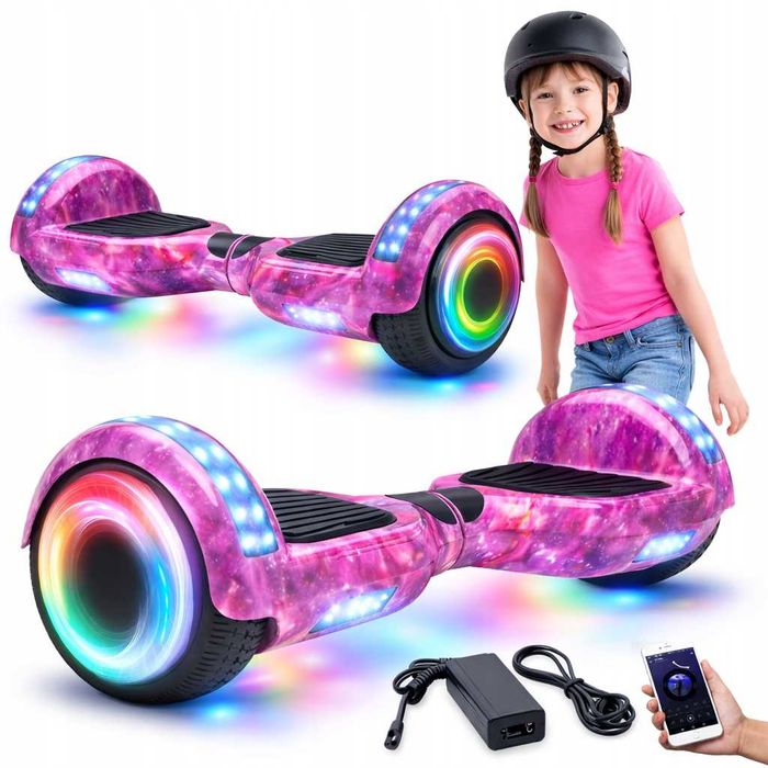 Deskorolka elektryczna hoverboard 6,5' cala deska bluetooth głośniki pink