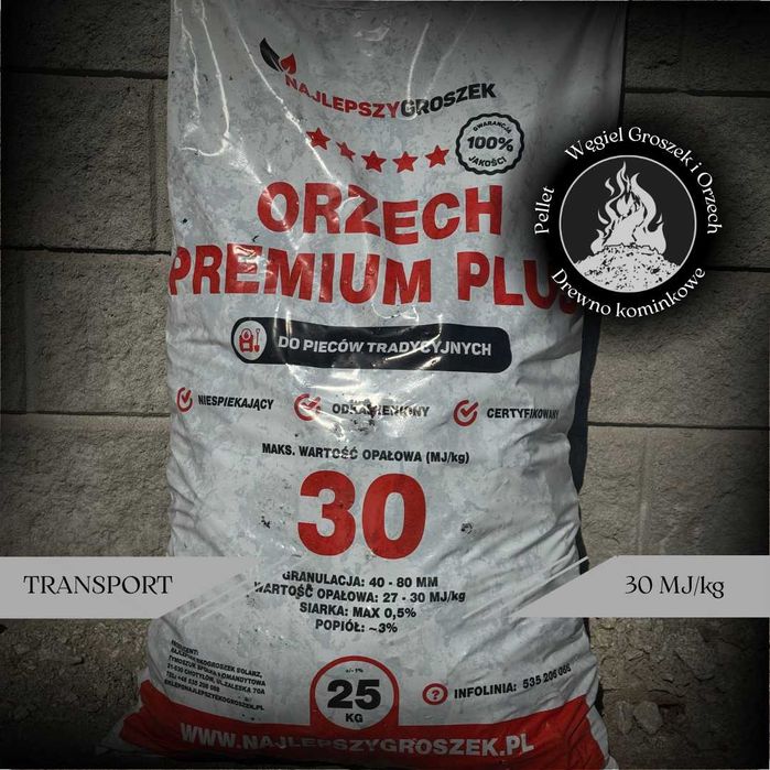 Węgiel Orzech 30MJ/kg Gruby Suchy HURT/DETAL Transport