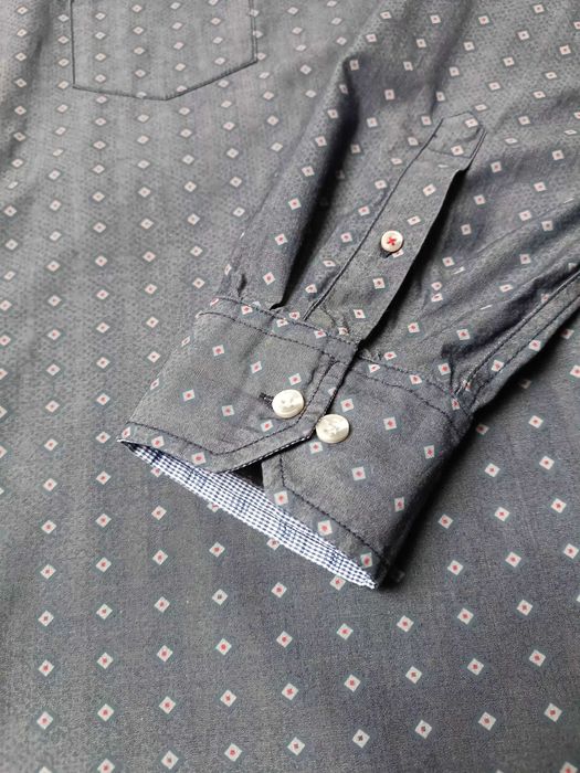 Wzorzysta koszula długi rękaw kołnierzyk kieszonka guziki 'Bison' XXL