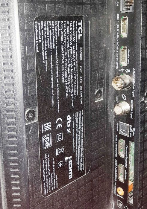 Плазменный телевизор TCL 55C805 HDMI ,рабочий по запчастям без пульта