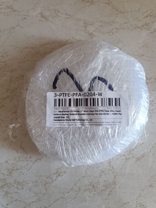 Тефлонова трубка PTFE (ПТФЄ) для 3D-принтера (3м, 2х4 мм) Фторопластовий Боуден кабель для філаменту 1.75 мм