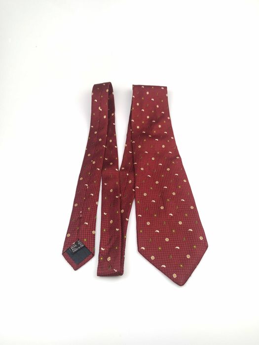 Ted Lapidus czerwony jedwabny krawat paisley bib121
