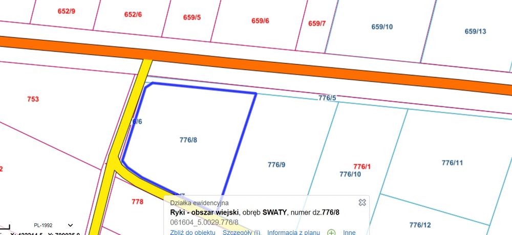 Działka Swaty na granicy Ryk - Widok 2