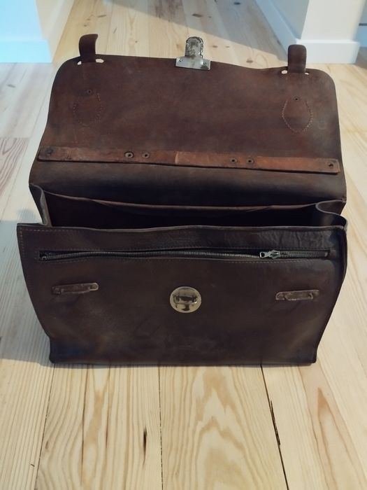 Vintage Leather School Trunk