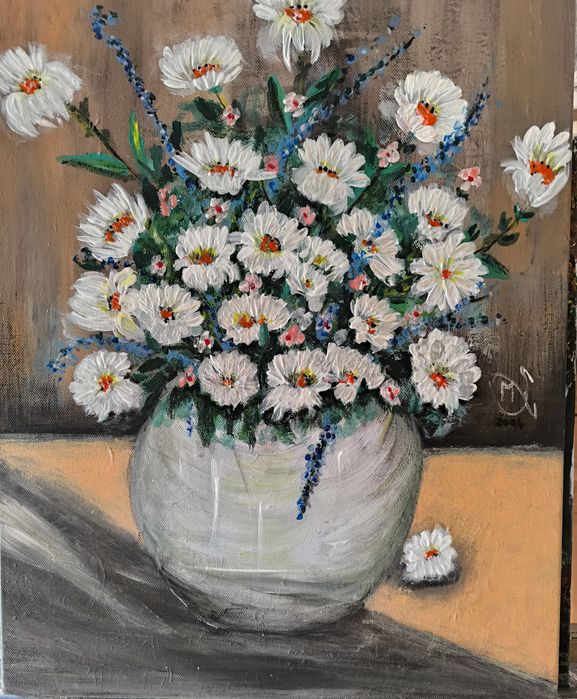 Obraz ręcznie malowany akryl 40x50 Margaretki