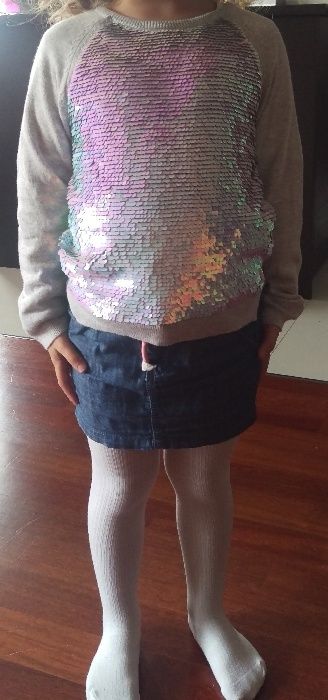 Sweter H&M HM cekiny szary rozm. 110/116 y.4-6