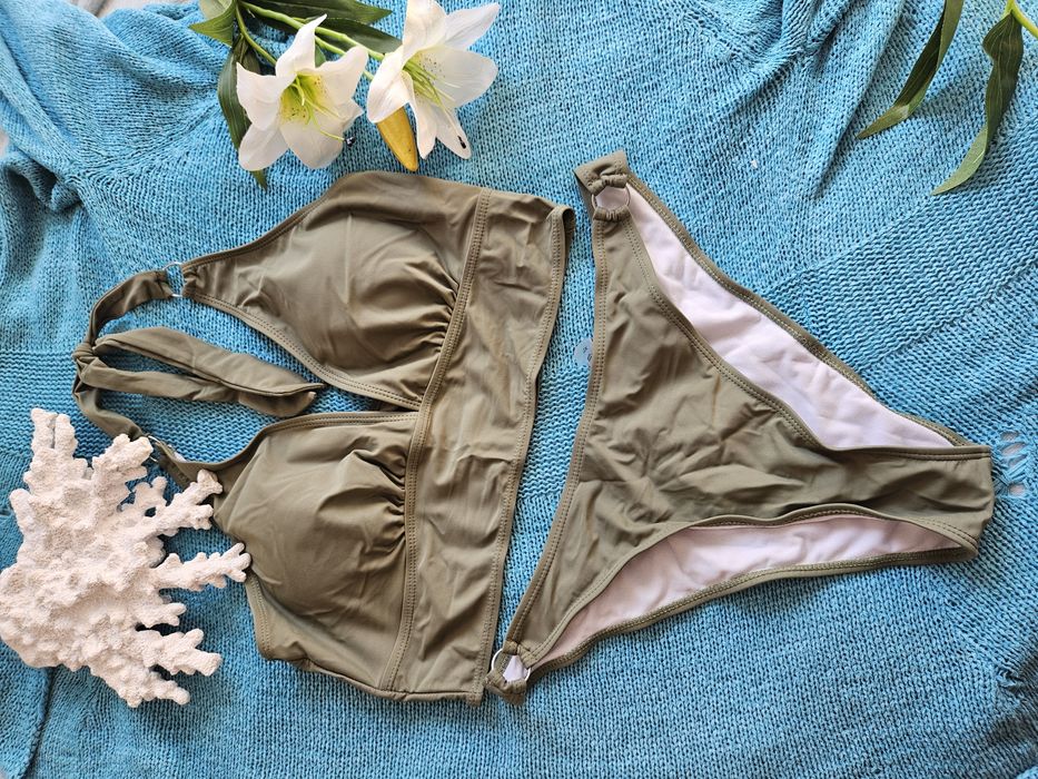 Stroj kapielowy dwuczęściowy bikini xl oliwkowy zielony