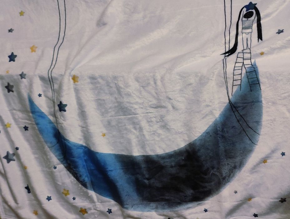 Фото плед, фото пелюшка, біло-синя