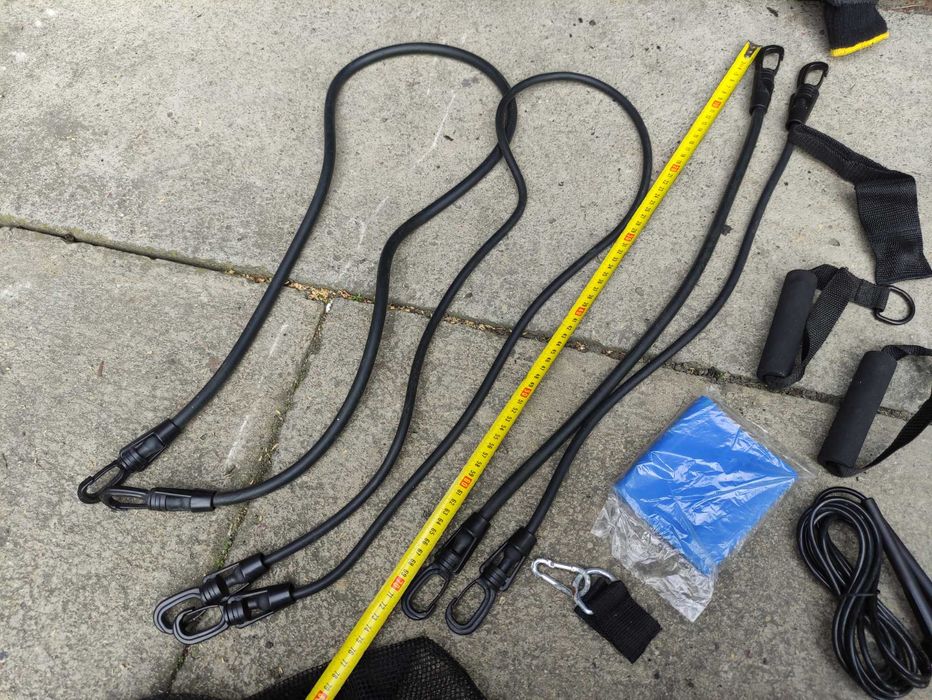 Zestaw Gum oporowych 4 sztuki linki uchwyt drążek skakanka pas