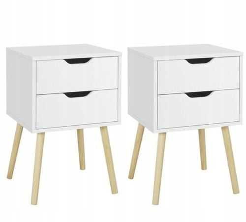 Szafki nocne Yaheetech 2 szt. STOLIK BOCZNY 2 SZUFLADY BIAŁE