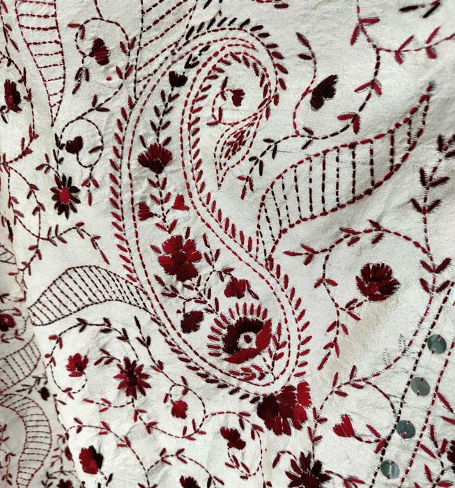 Orientalna chusta dupatta haftowana ręcznie paisley haft czerwony